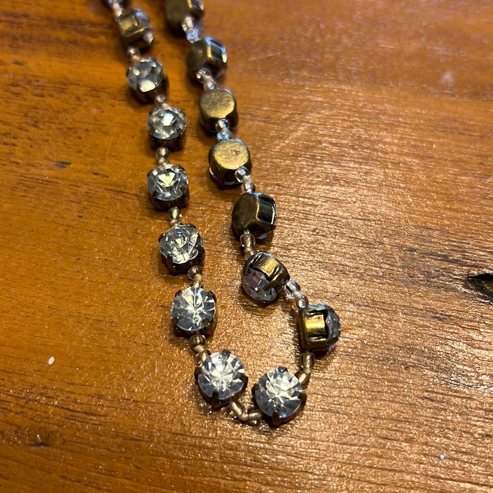 Beaded and studded gold necklace, J Crew